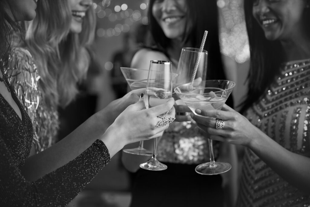 Female Friends Make Toast As They Celebrate At Party