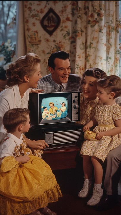 family-watching-television-stockcake